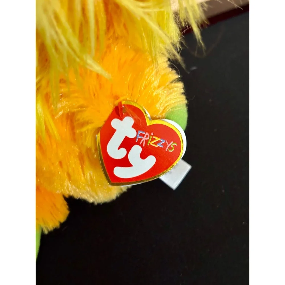 Ty Frizzys Tang Orange Yellow Monster Plush Sparkling Green Eyes 8 Inch NWT